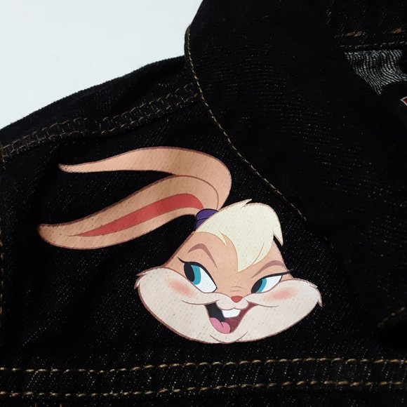 Members Only Space Jam New Legacy Black Denim Jean Jacket Looney Tunes Sz S NWT - Picture 6 of 9